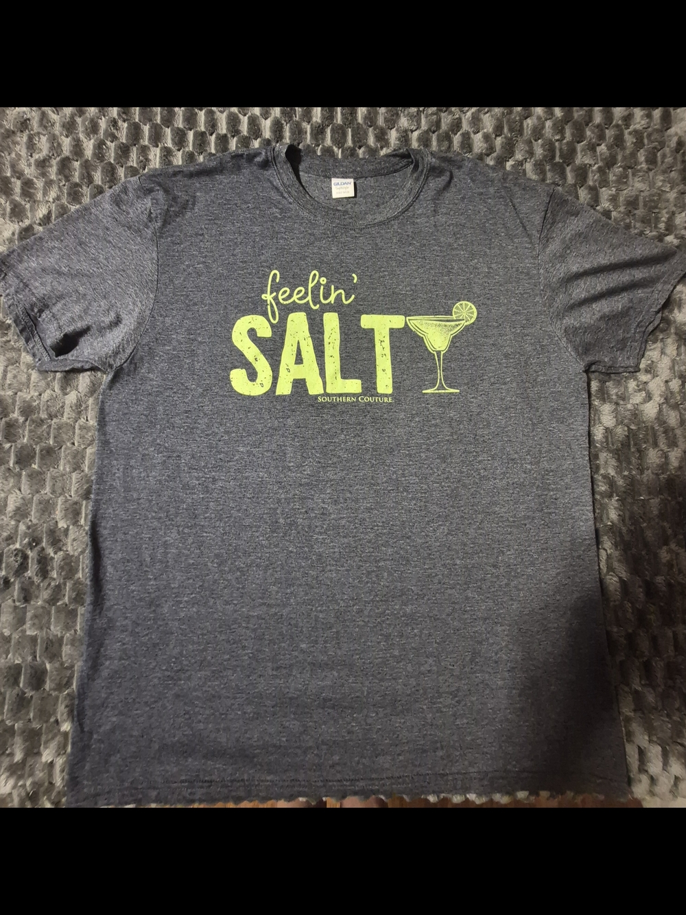 Feelin' SALT Graphic Tee - Neon Yellow on Heather Gray
